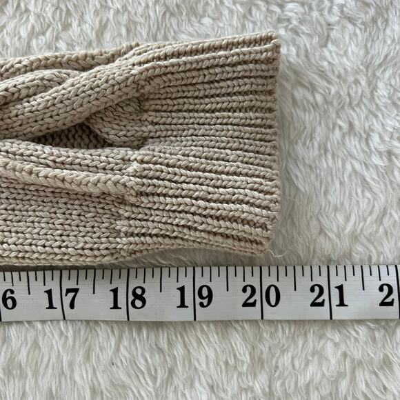 Venus Women's Beige Open Knit Knotted Sleeve Pullover Sweater Size Medium - Picture 8 of 9
